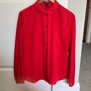 Ann Taylor , red blouse, size 12 petite